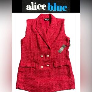 ❤️ALICEBLUE tweed buttoned pink colored vest size L NWT